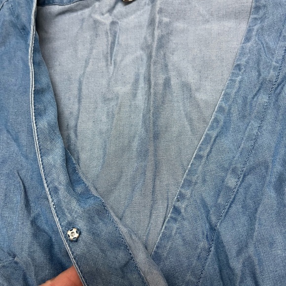 Loft size 2 chambray 100% lyocell flutter sleeve wrap dress - Picture 6 of 15